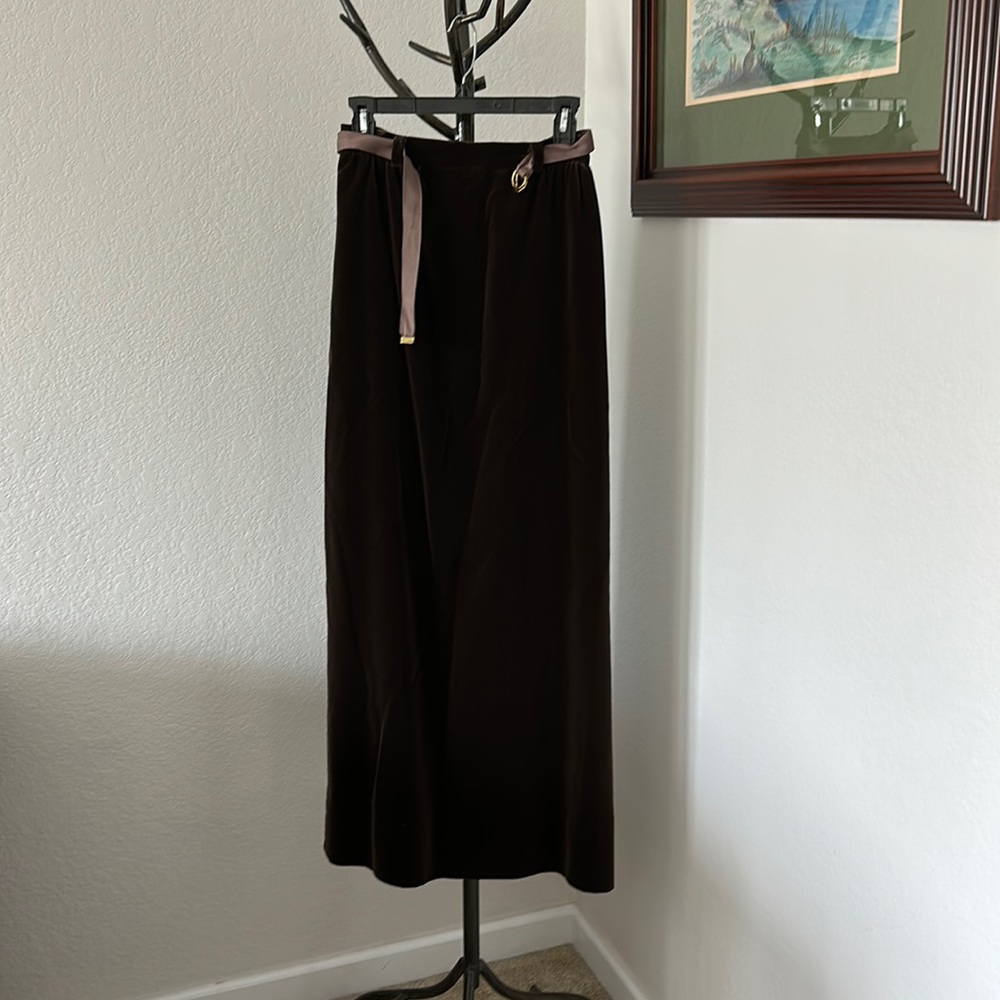 Schrader Sport NY Vintage Velvet Maxi Brown Skirt Size 8